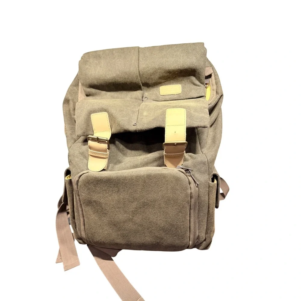 Peacechaos Canvas Camera Backpack Vintage Style‎ Army Green